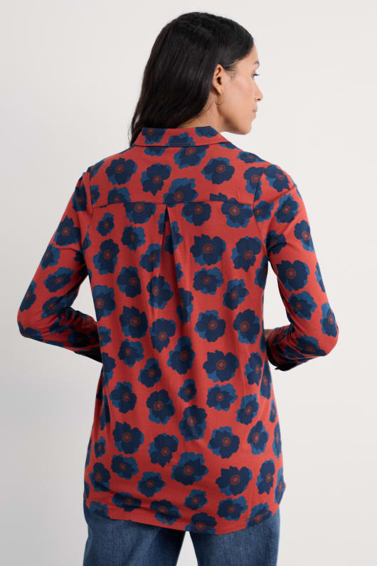 dove plant jersey button-through tunic