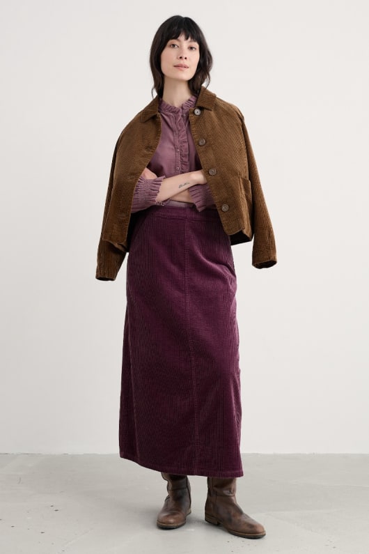 window wren cord midi skirt