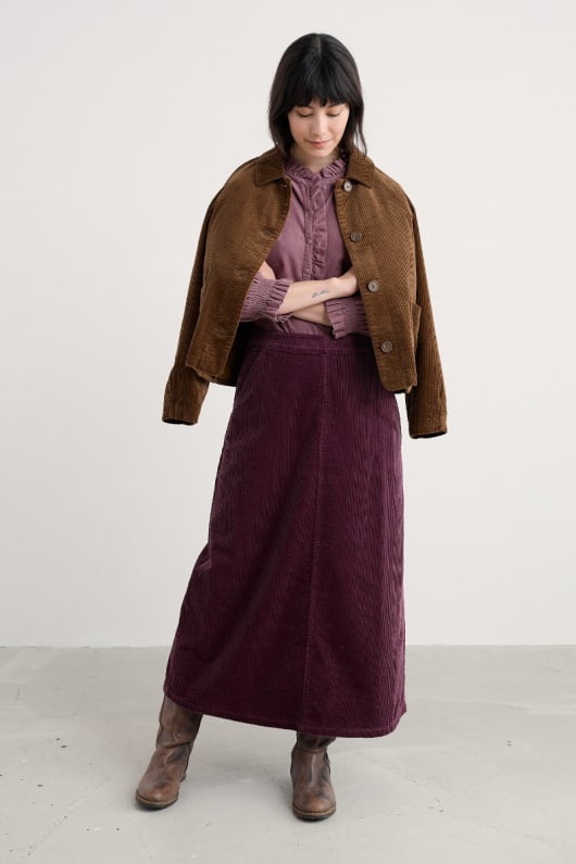 window wren cord midi skirt
