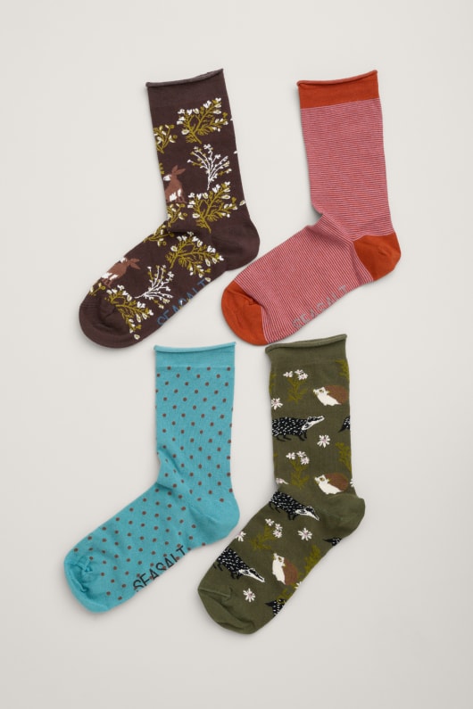 gift box of 4 wildlife pattern womens sailor socks
