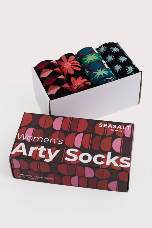 gift box of 4 womens arty geometric socks