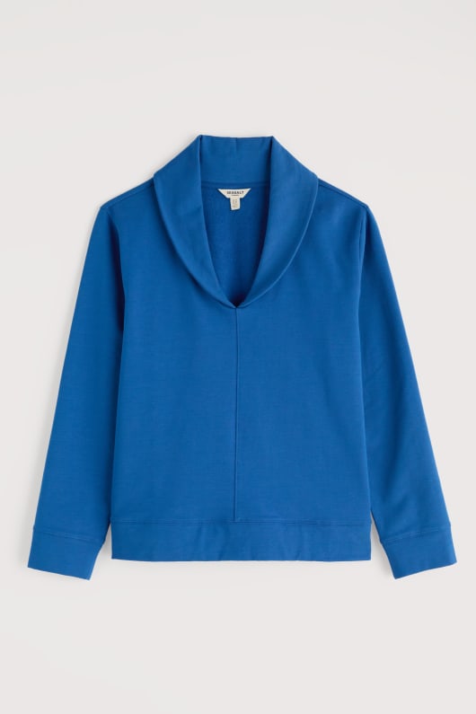 knot berry shawl neck sweatshirt