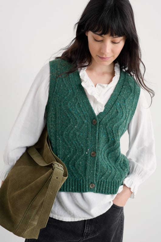 pendouer v-neck button up knitted vest