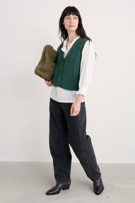 pendouer v-neck button up knitted vest