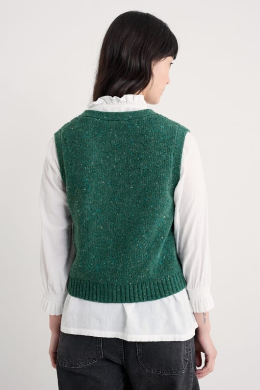 pendouer v-neck button up knitted vest