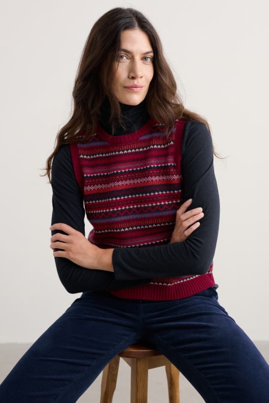 percella cove fair isle knitted vest