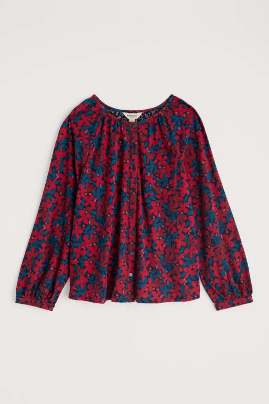 mallow button through jersey top