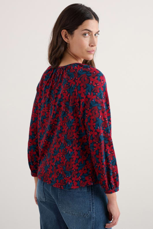mallow button through jersey top