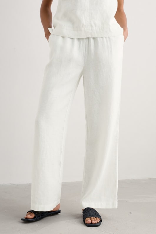 tide flow wide leg linen trousers