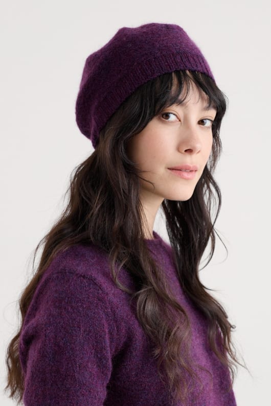 needle tip mohair blend beret