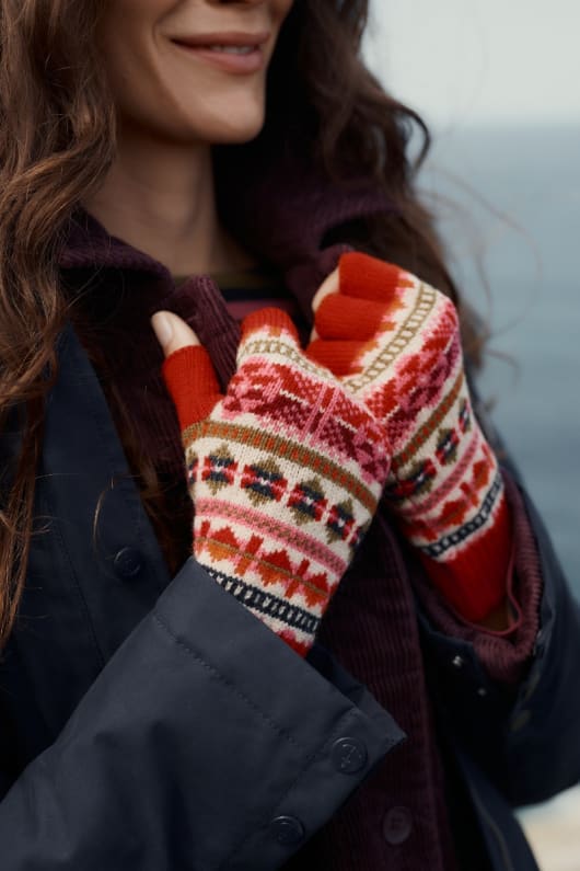 mabyn fair isle fingerless gloves