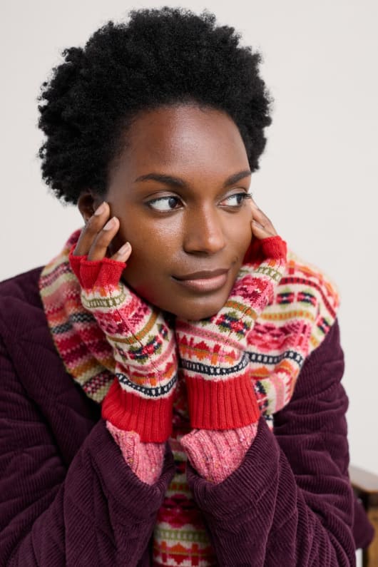 mabyn fair isle fingerless gloves
