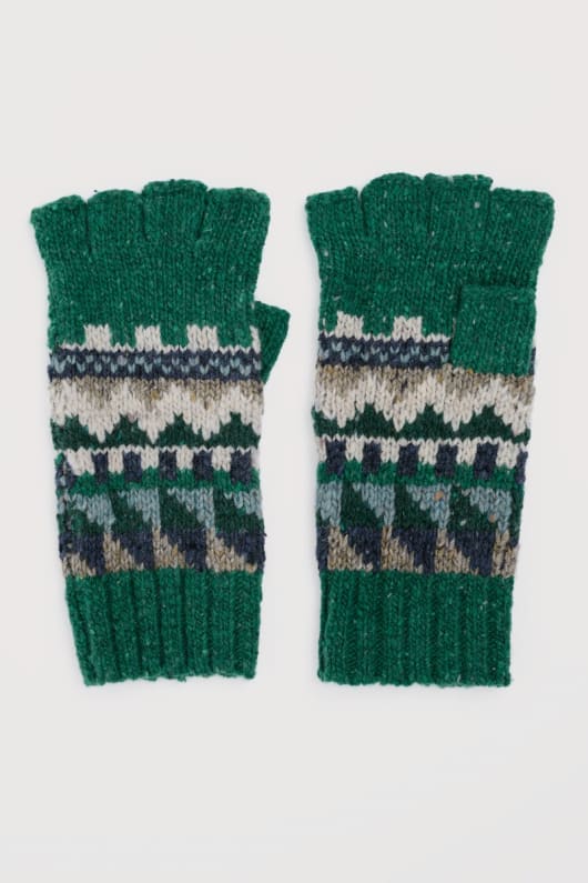 day moon fair isle fingerless gloves