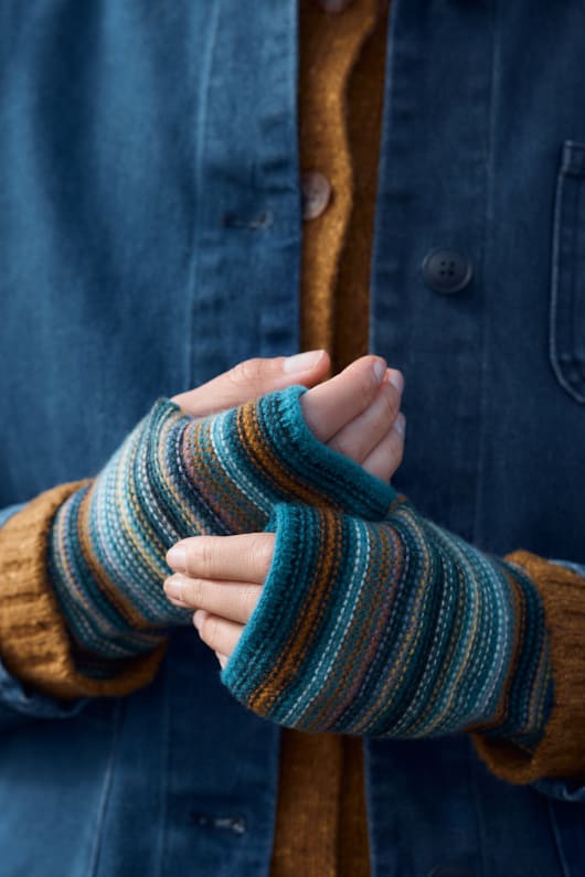fruity fingerless mittens