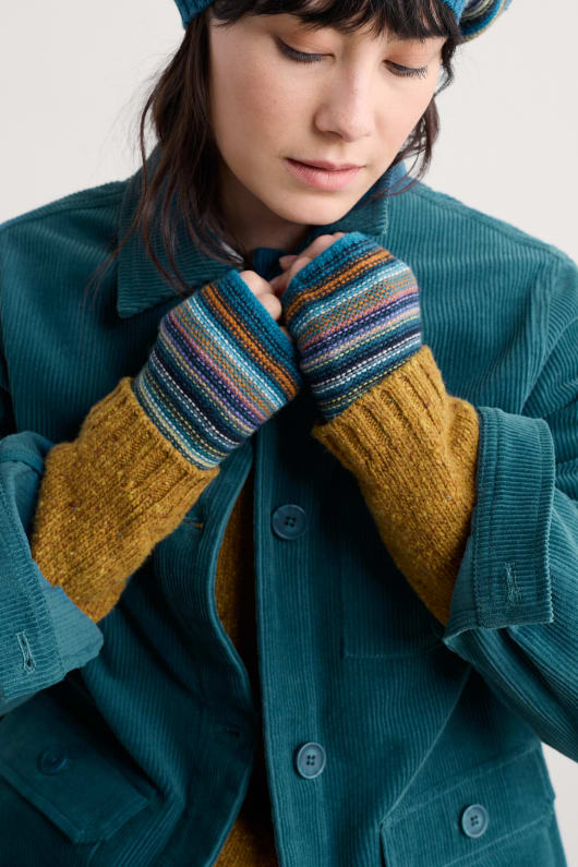 fruity fingerless mittens